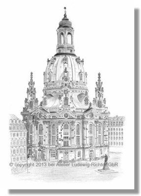 Bleistiftzeichnung Frauenkirche Dresden